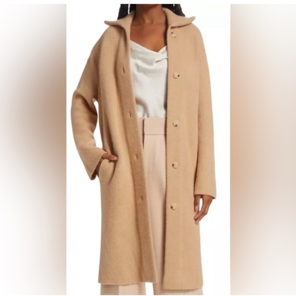 $545 Vince Wool Alpaca Blend Cardigan Coat Button Front Tan Beige Tan Large - Picture 2 of 6
